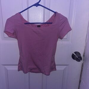 SHEIN Pink Fitted Short Sleeve Tee